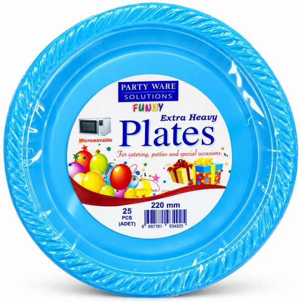Mavi Plastik Parti Tabağı 22 cm – 25 Adet