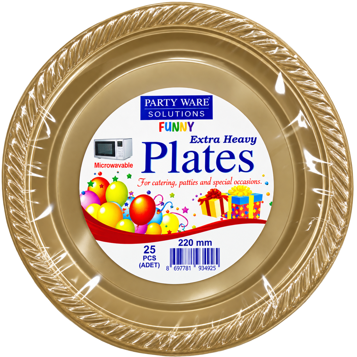 Gold Plastik Parti Tabağı 22 cm – 25 Adet