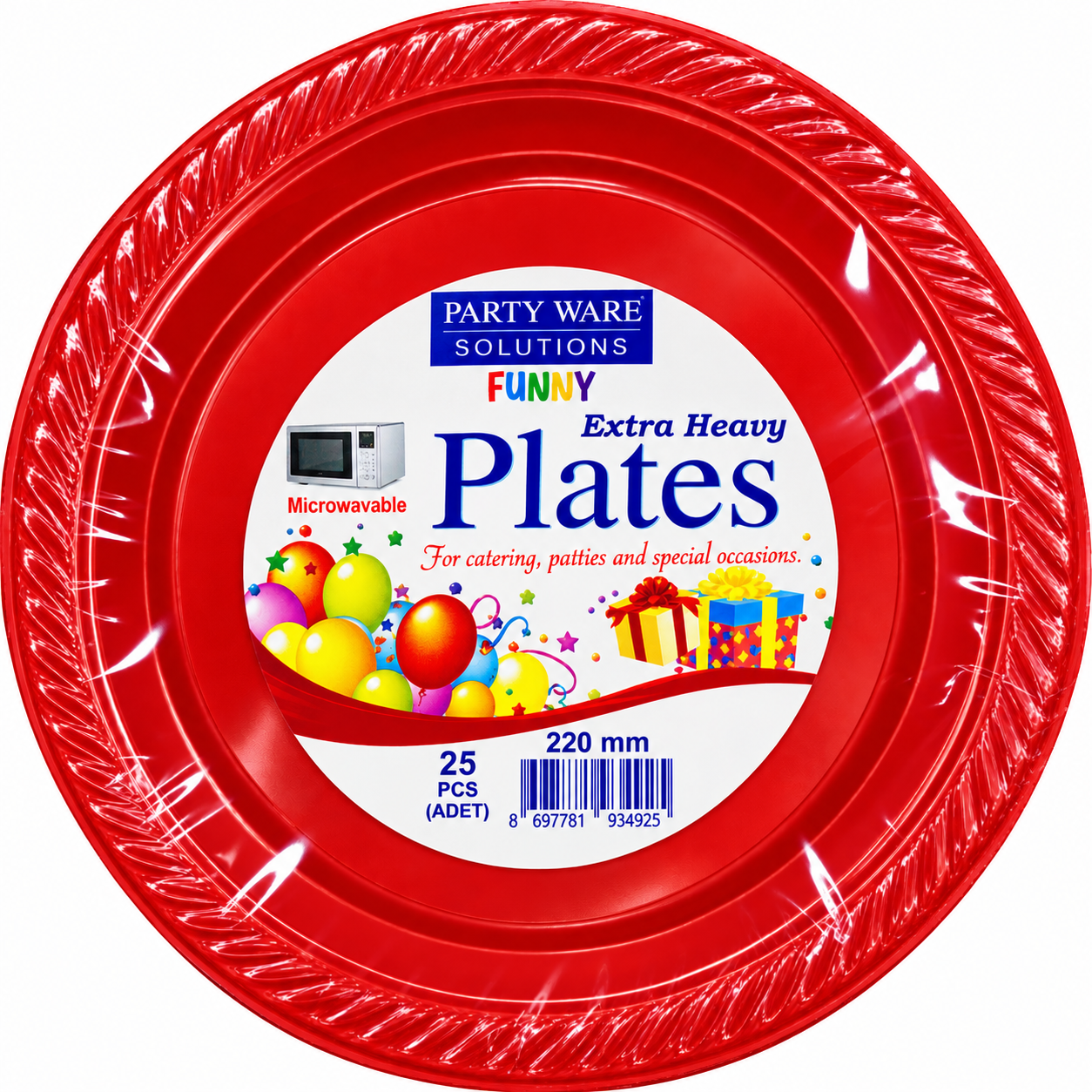 Kırmızı Plastik Parti Tabağı 22 cm – 25 Adet