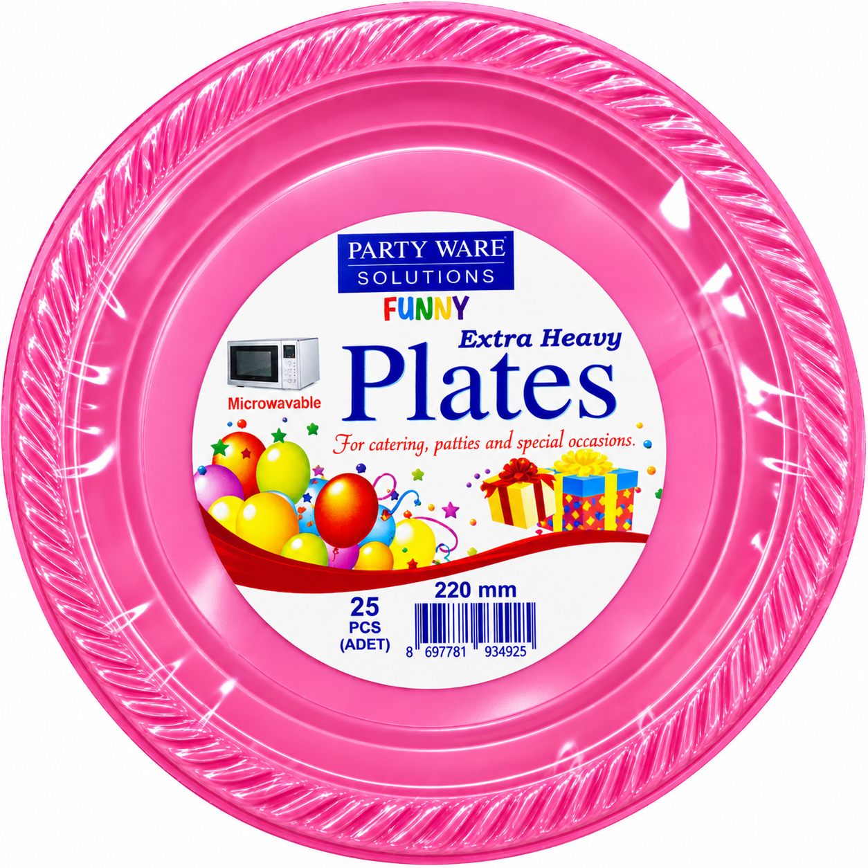 Pembe Plastik Parti Tabağı 22 cm – 25 Adet