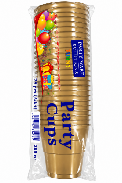 Gold Plastik Parti Bardağı 200 cc – 25 Adet