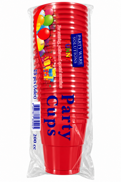 Kırmızı Plastik Parti Bardağı 200 cc – 25 Adet