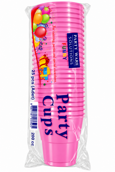 Pembe Plastik Parti Bardağı 200 cc – 25 Adet
