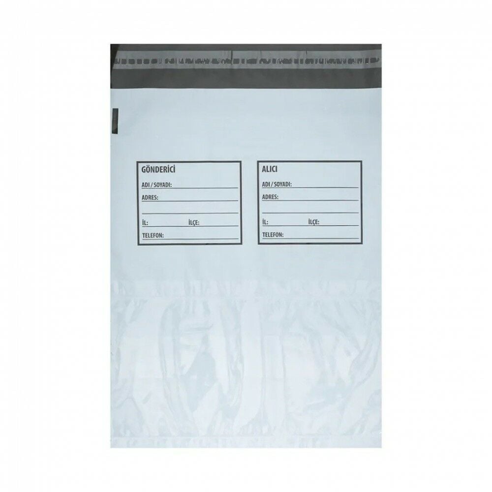 Kargo Poşeti Gri, Şeffaf Cepli G/A 22,5x30+5 cm 100 Adet