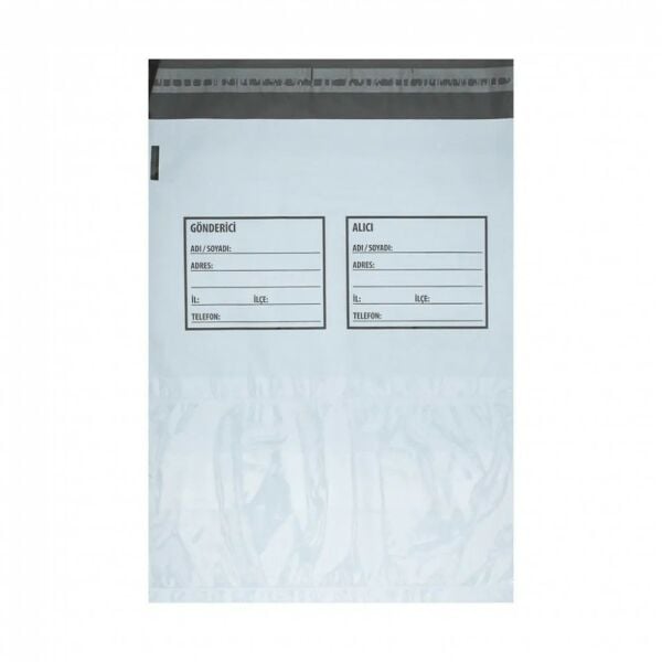 Kargo Poşeti Gri, Şeffaf Cepli G/A 22,5x30+5 cm 100 Adet