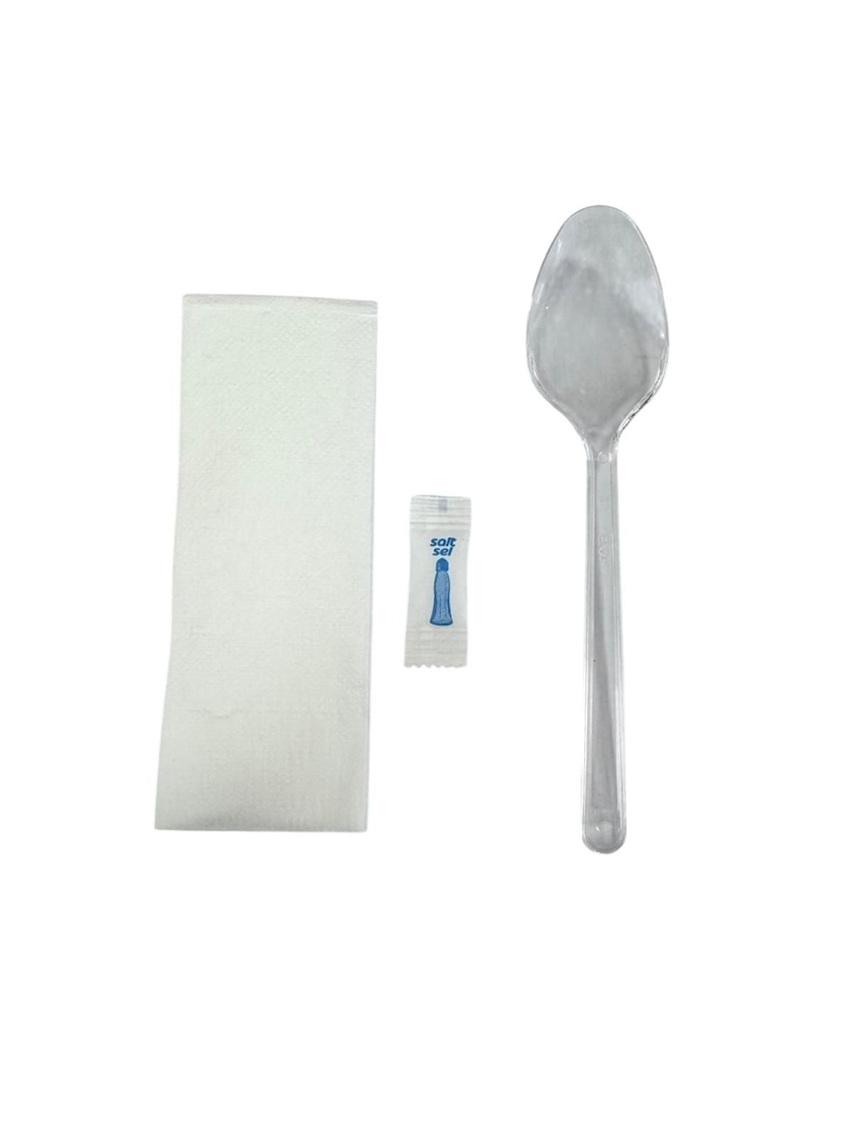3'Lü Set Lüks Şeffaf (Kaşık Tuz Peçete) 500 Adet