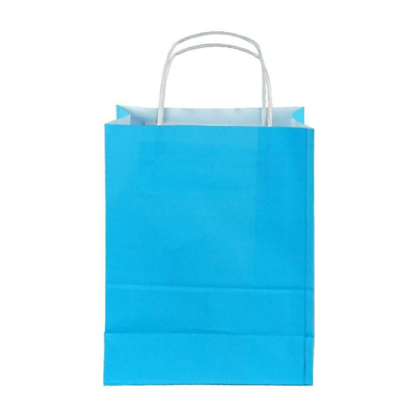 Mavi Burgu Saplı Küçük Boy Kağıt Çanta 18x24x8 cm