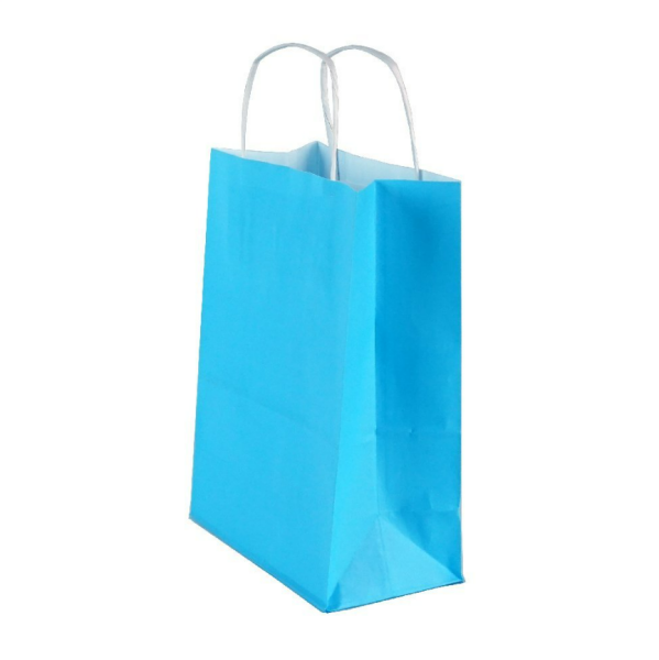 Mavi Burgu Saplı Küçük Boy Kağıt Çanta 18x24x8 cm