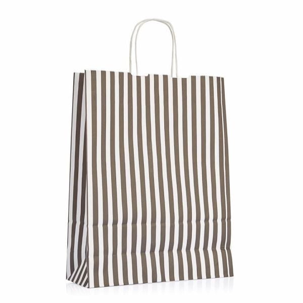 Kraft Burgu Saplı Çanta 32x40x12 Siyah Çizgili