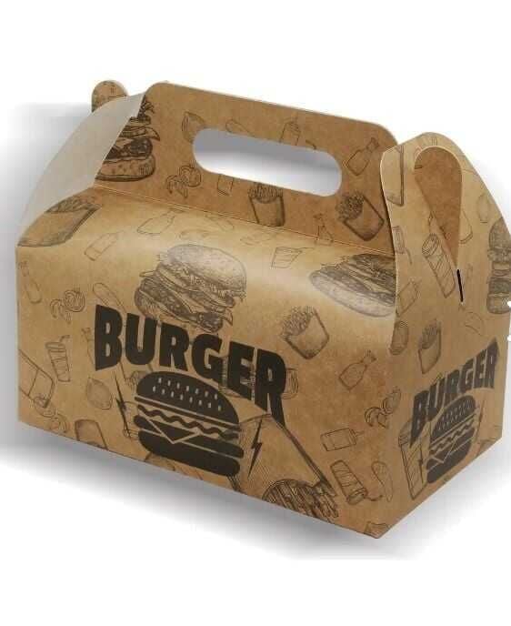 Saplı Hamburger Taşıma Kutusu ( Baskılı )