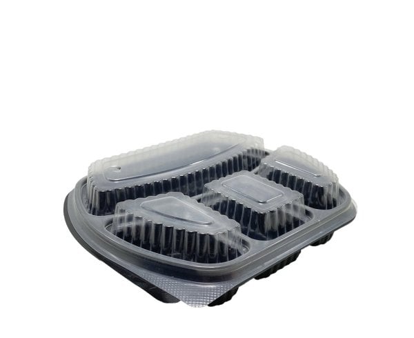 4 Bölmeli Kapaklı Siyah Gıda Kabı (Sıcaklığa Dayanıklı) 200 Adet