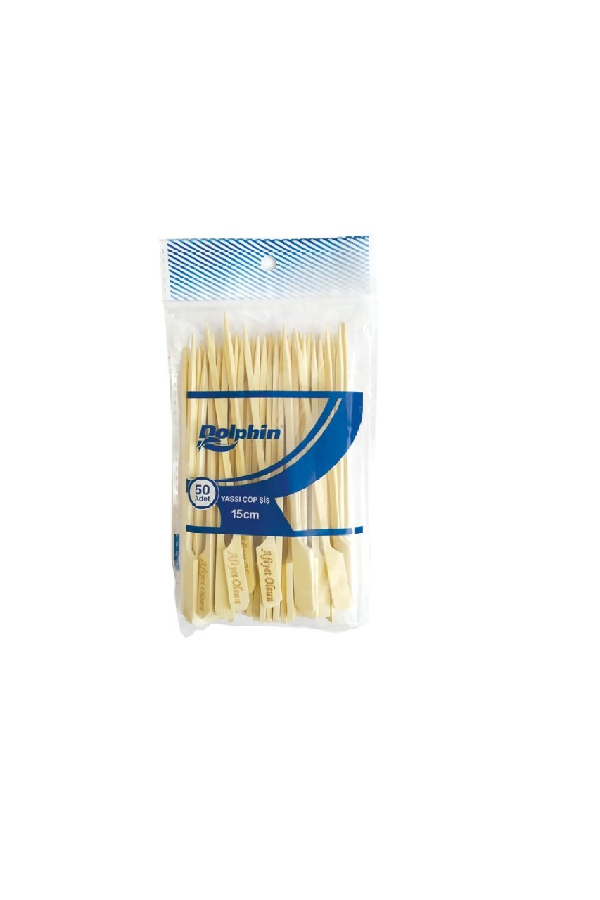 Dolphin Yassı Çöp Şiş 15cm 50'Li KOLİ 200 PAKET