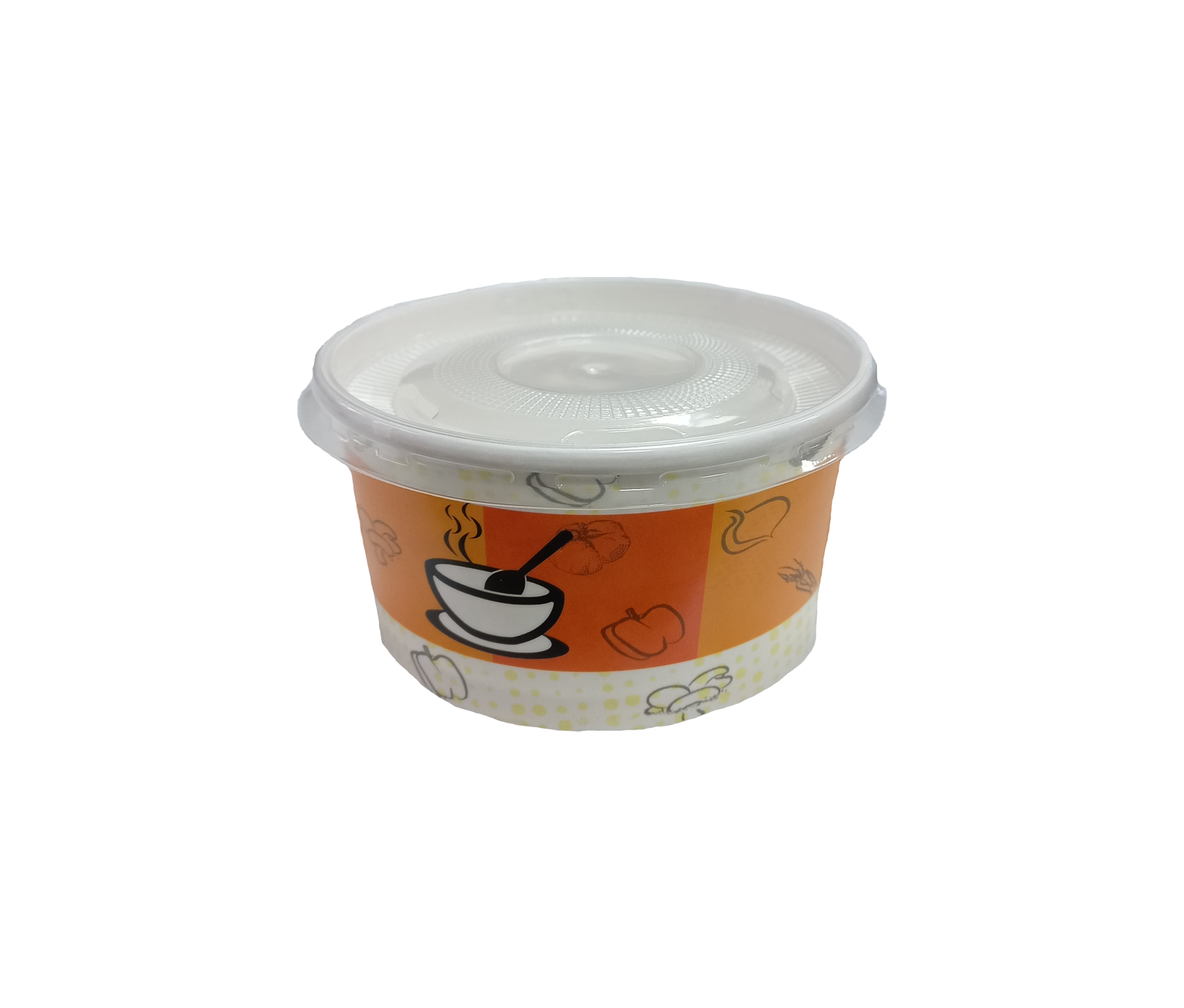 Orego 13 Oz Kapaklı Karton Çorba Kase Seti (DESENLİ)