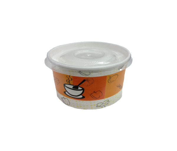 Orego 13 Oz Kapaklı Karton Çorba Kase Seti (DESENLİ)
