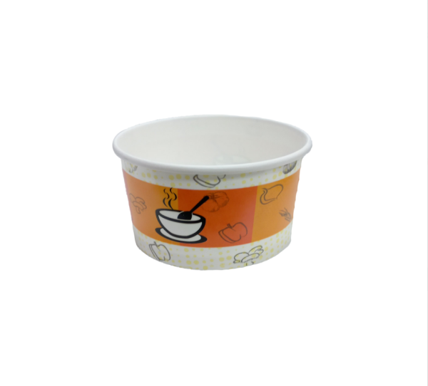 Orego 13 Oz Kapaklı Karton Çorba Kase Seti (DESENLİ)