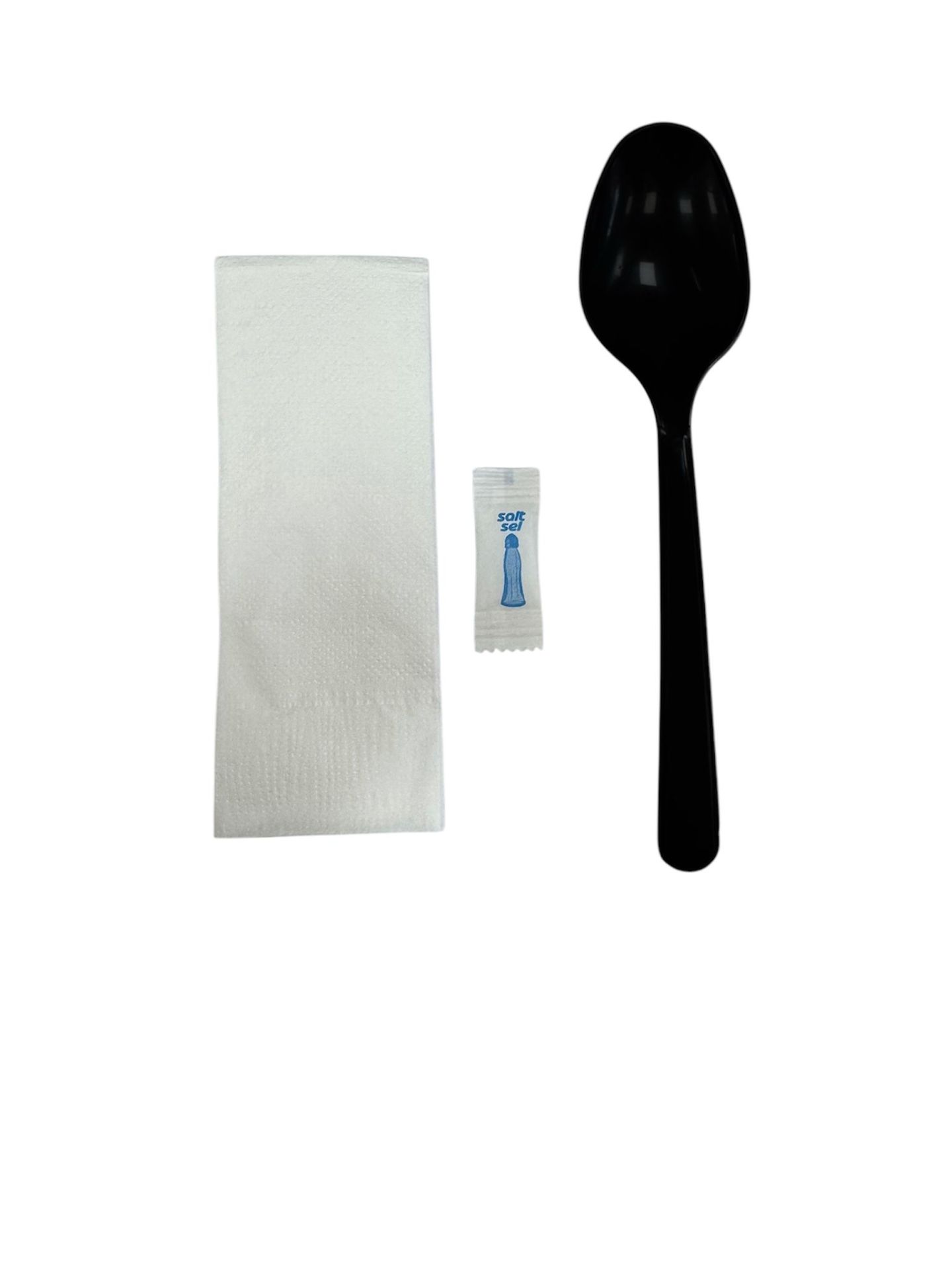 3'Lü Set Lüks Siyah (Kaşık Tuz Peçete) 500 Adet