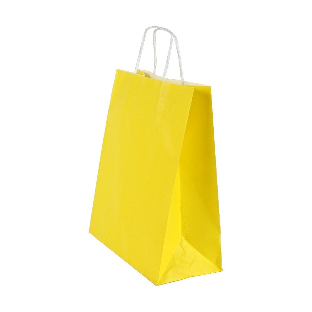 Sarı Burgu Saplı Küçük Boy Kağıt Çanta 18x24x8 cm