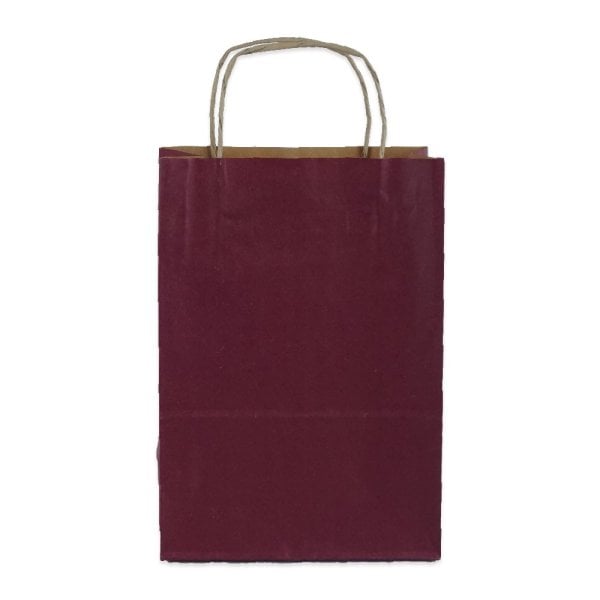 Bordo Burgu Saplı Orta Boy Kağıt Çanta 25x31x12 cm