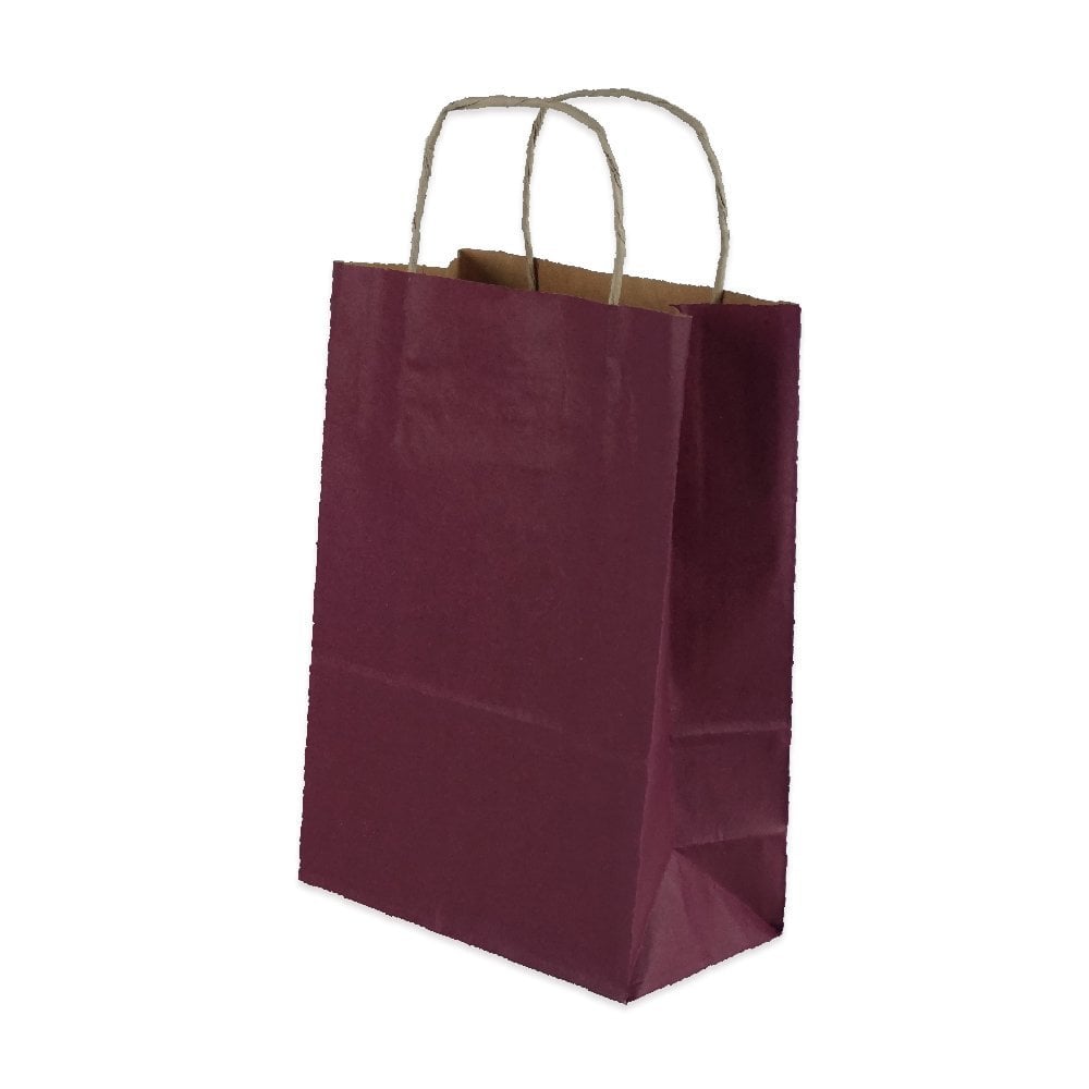 Bordo Burgu Saplı Orta Boy Kağıt Çanta 25x31x12 cm