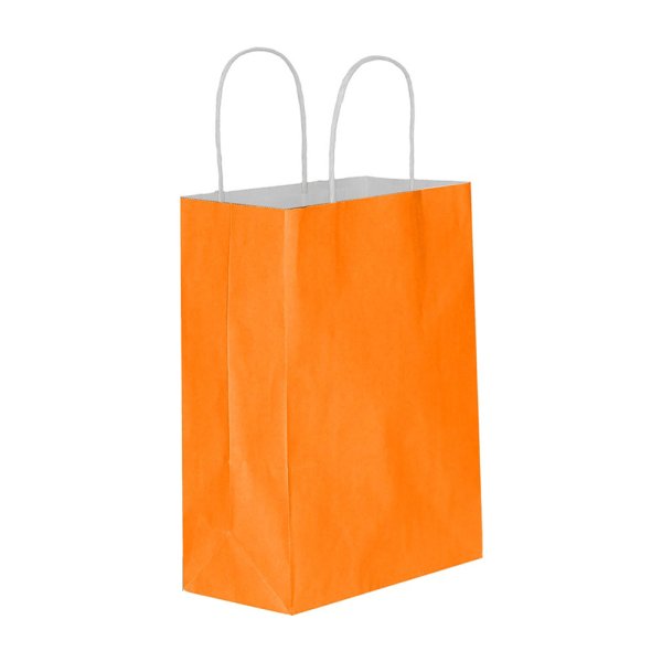 Turuncu Burgu Saplı Orta Boy Kağıt Çanta 25x31x12 cm