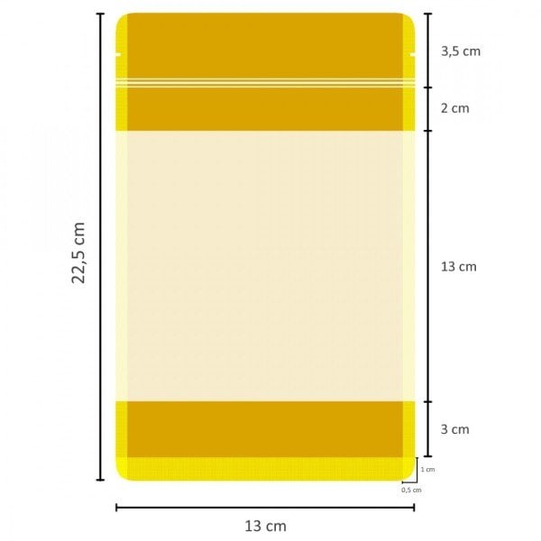 Geniş Pencereli Kraft Doypack 13x22,5 cm Paket 100 Adet