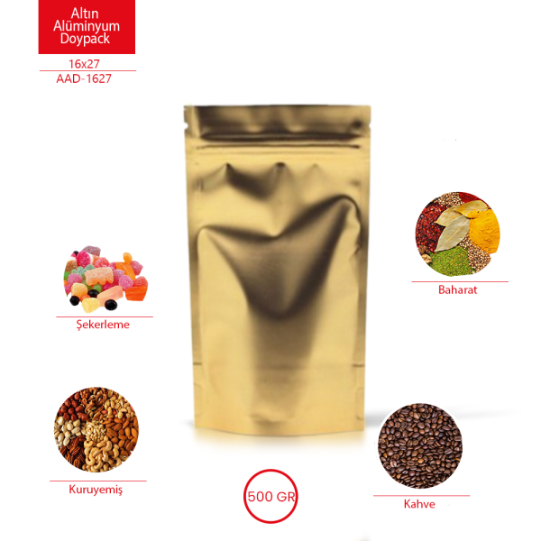 Gold Alüminyum Doypack 16x27 cm