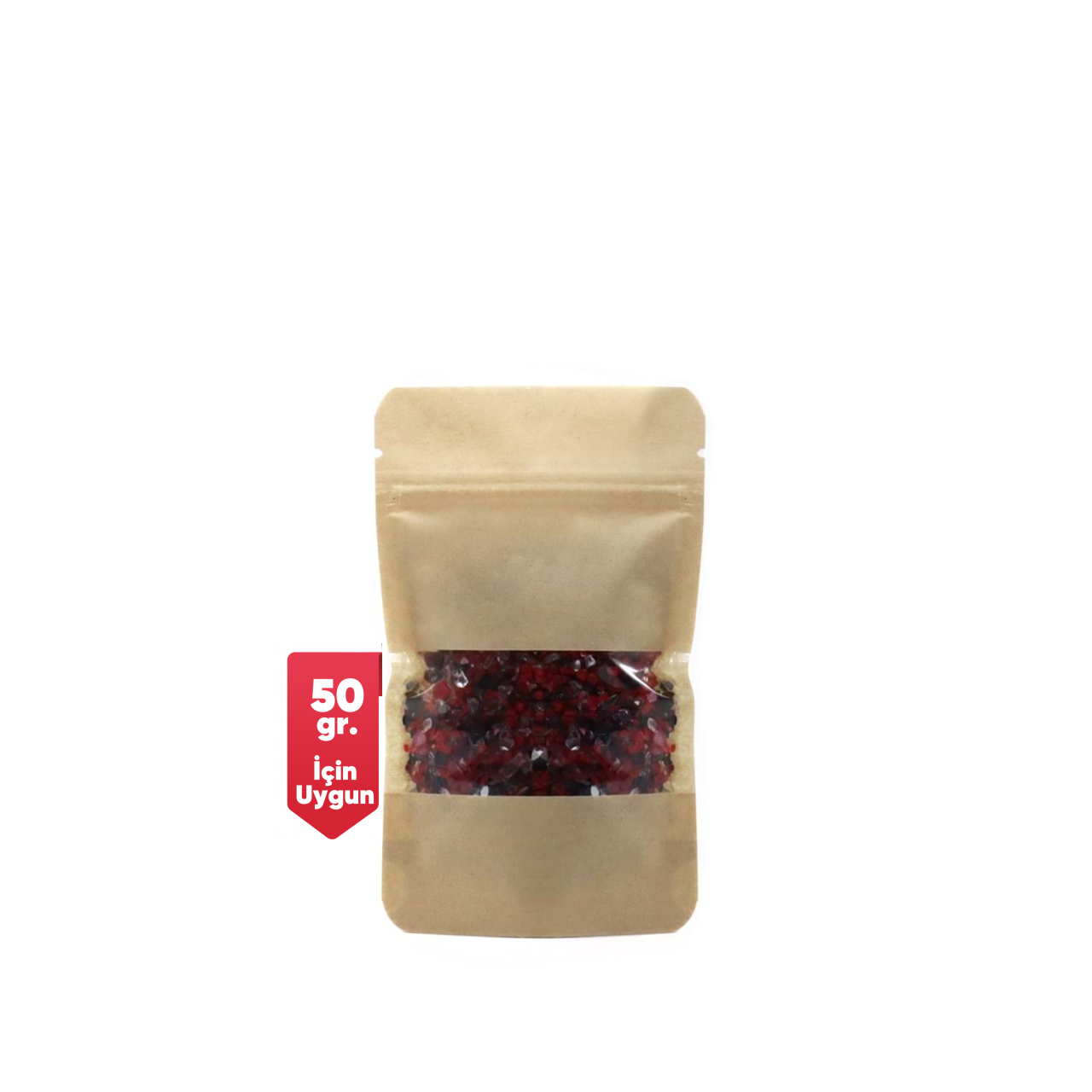 Kraft Pencereli Kilitli Doypack  8,5x14,5 cm