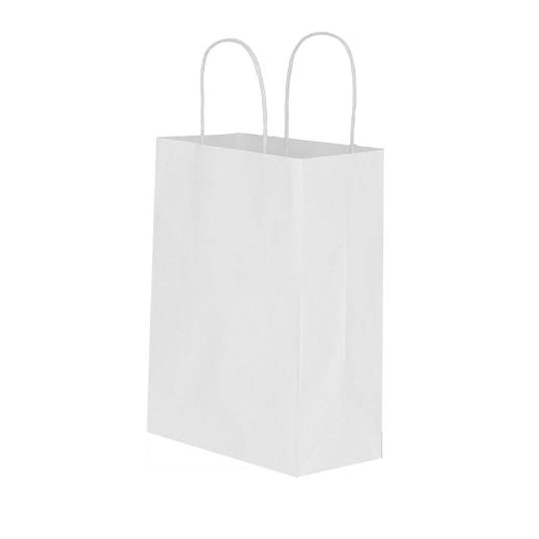 Beyaz Burgu Saplı Kağıt Çanta 20x24x8 cm