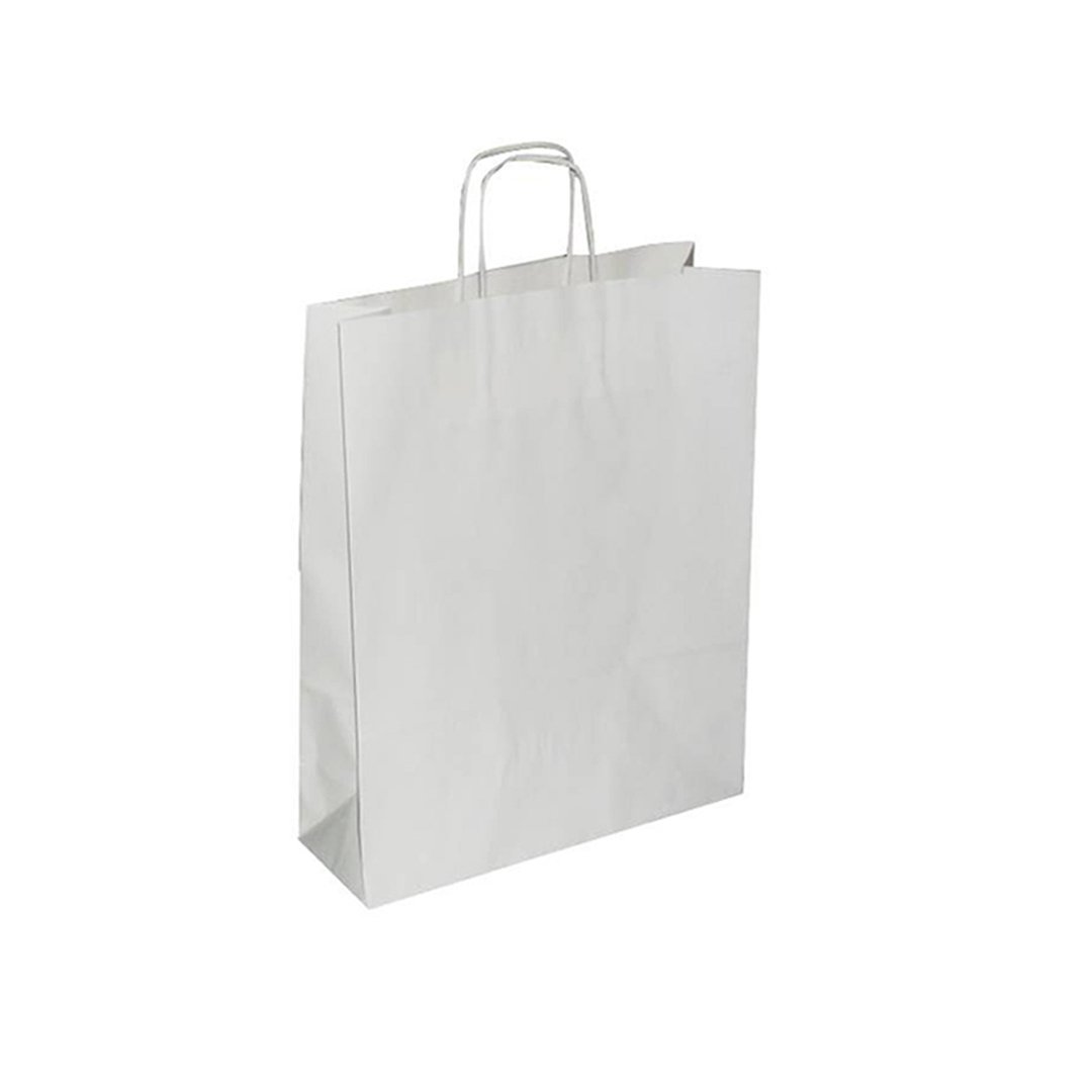 Beyaz Burgu Saplı Kağıt Çanta 25x31x12 cm