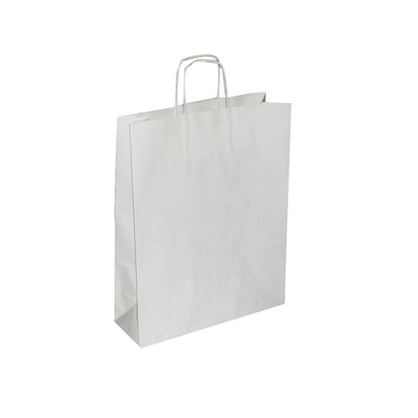 Beyaz Burgu Saplı Kağıt Çanta 25x31x12 cm