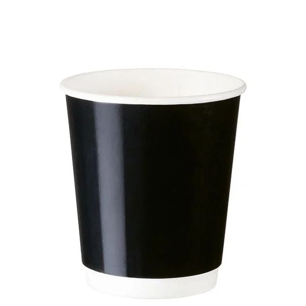 8 oz Parlak Siyah Double Wall Karton Bardak