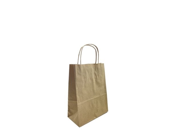 Burgu Saplı Kraft Kağıt Çanta 20 X 24 X 10 cm