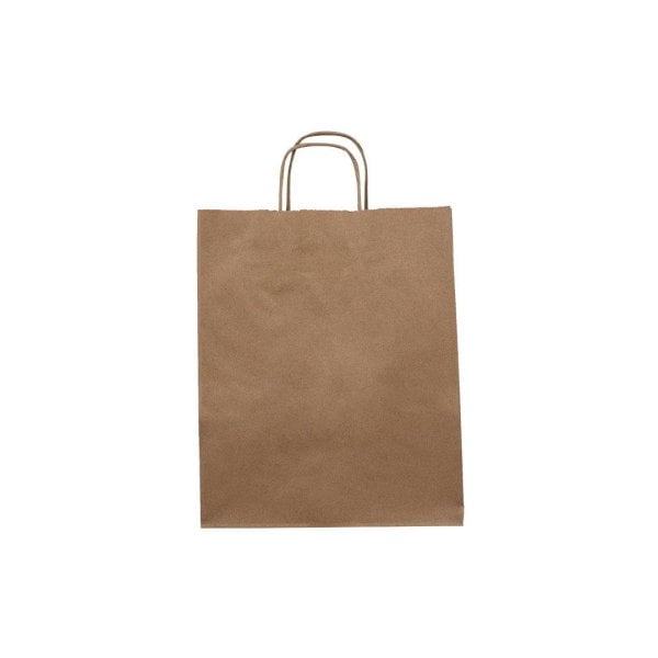 Burgu Saplı Kraft Kağıt Çanta 25 X 31 X 12 cm Koli 250 Adet