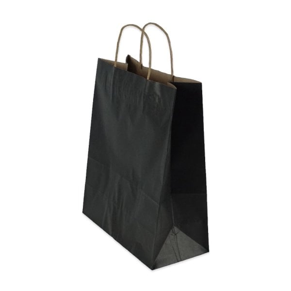 Siyah Burgu Saplı Büyük Boy Kağıt Çanta 32x40x12 cm