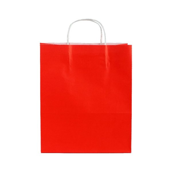 Kırmızı Burgu Saplı Büyük Boy Kağıt Çanta 32x40x12 cm