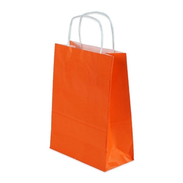 Turuncu Burgu Saplı Büyük Boy Kağıt Çanta 32x40x12 cm