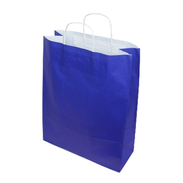 Lacivert Burgu Saplı Büyük Boy Kağıt Çanta 32x40x12 cm