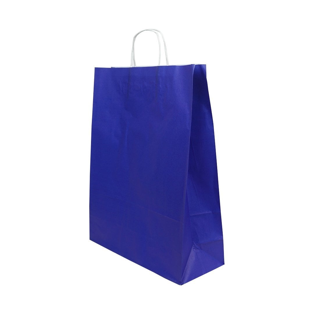 Lacivert Burgu Saplı Büyük Boy Kağıt Çanta 32x40x12 cm