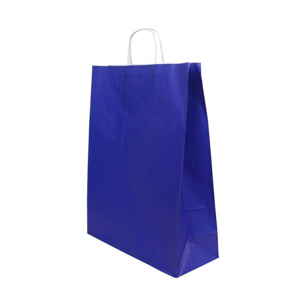 Lacivert Burgu Saplı Büyük Boy Kağıt Çanta 32x40x12 cm
