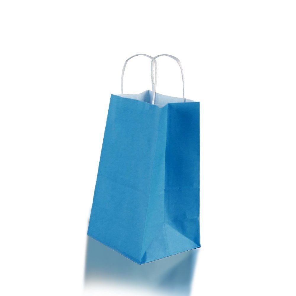 Mavi Burgu Saplı Orta Boy Kağıt Çanta 25x31x12 cm