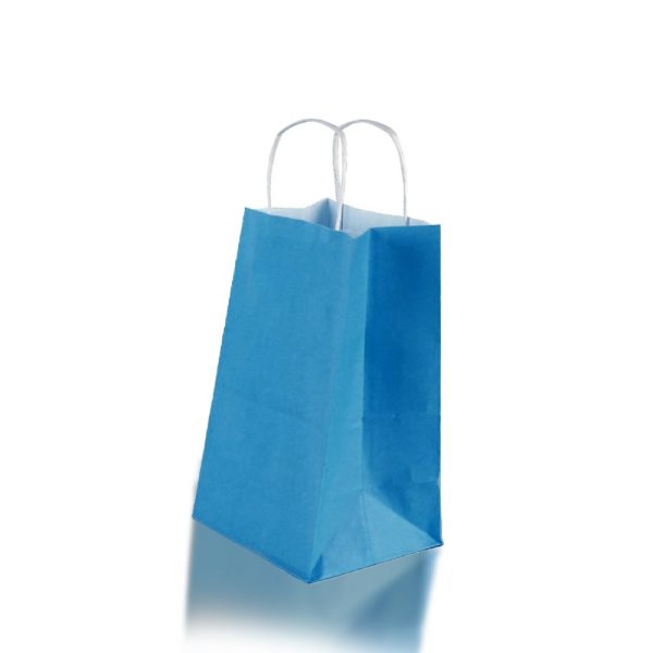 Mavi Burgu Saplı Orta Boy Kağıt Çanta 25x31x12 cm