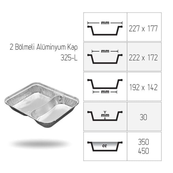 Alüminyum 2 Gözlü Kap 100 Adet