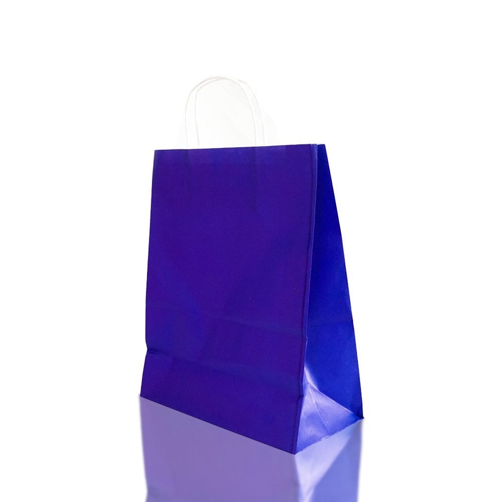 Lacivert Burgu Saplı Orta Boy Kağıt Çanta 25x31x12 cm