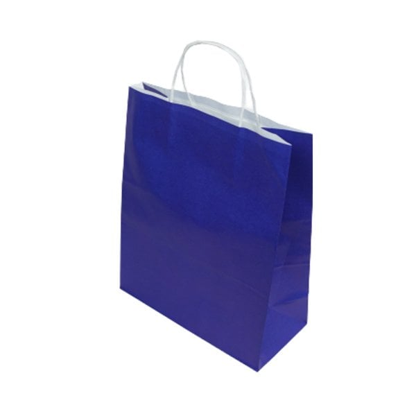 Lacivert Burgu Saplı Orta Boy Kağıt Çanta 25x31x12 cm