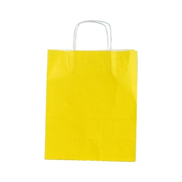 Sarı Burgu Saplı Orta Boy Kağıt Çanta 25x31x12 cm