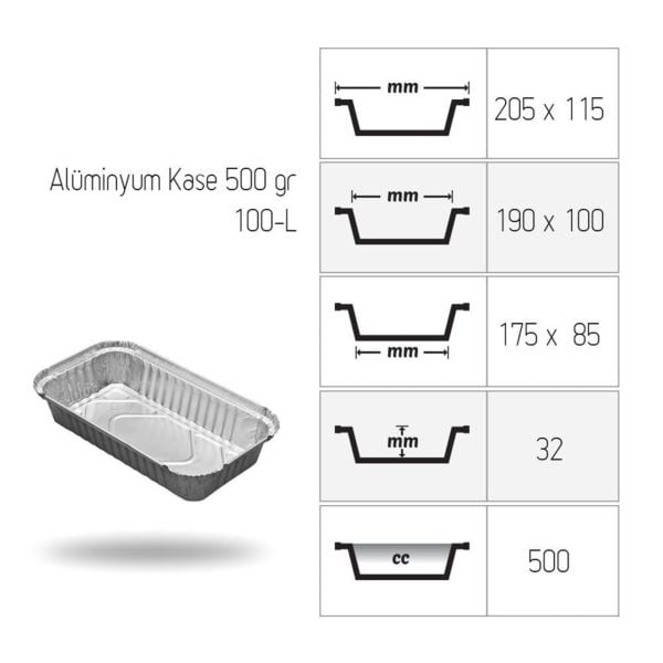 Alüminyum 500 Gr Kap 100 Adet