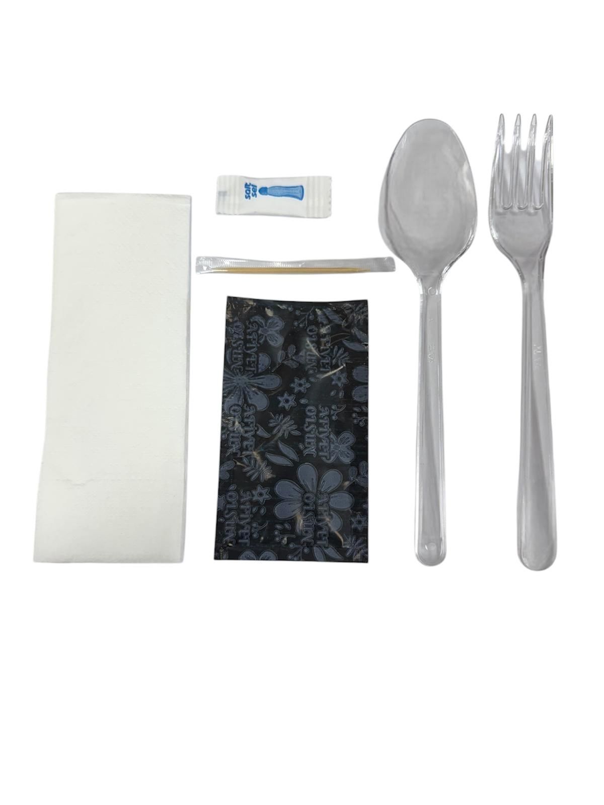 6'lı Lüks Şeffaf Çatal Kaşık Yemek Seti 500 Adet