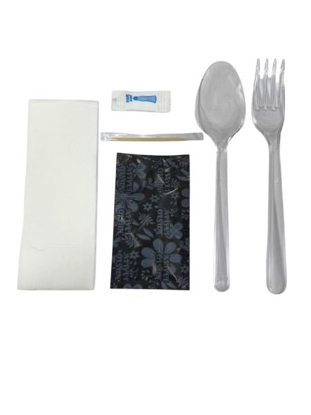 6 lı Set Lüks (Çatal Kaşık Tuz Kürdan Peçete Kol. Mendil) 500 Adet