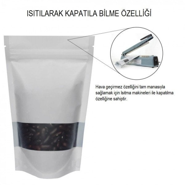 Beyaz Kraft Pencereli Kilitli Doypack 11x18 cm