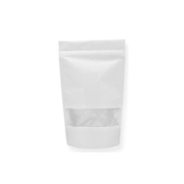 Beyaz Kraft Pencereli Kilitli Doypack 13x22 cm